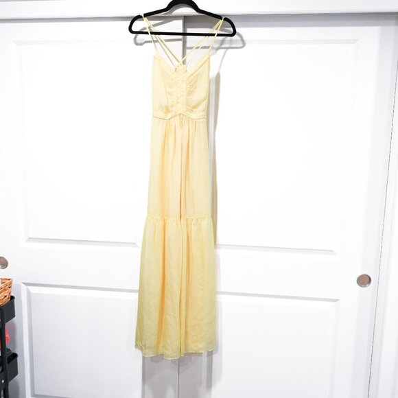 Intermix Size XS /US0 Chelsea Yellow Chiffon Maxi Dress 100% Silk Maxi Dress - Picture 6 of 10